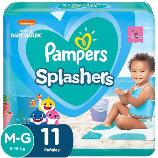 [7500435157520] Pampers Splashers Pañales para Piscina Talla M-G 9-15 Kg 11 Unidades