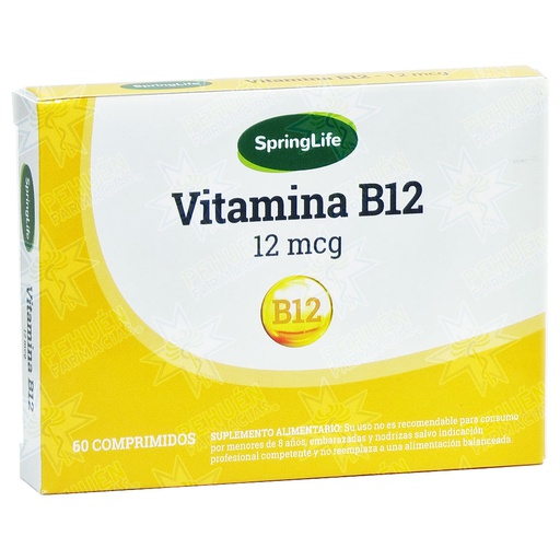 [7805633024934] Vitamina B12 12 mcg 60 Comprimidos SpringLife