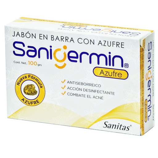 [7800038000576] Sanigermin Azufre Jabón en Barra Desinfectante 100 g Sanitas