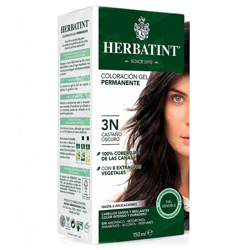 [8016744800136] Herbatint 3N Castaño Oscuro Tintura Permanente Gel 150 mL