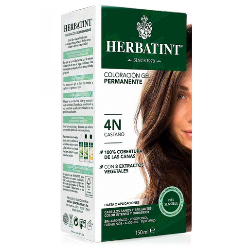 [8016744800143] Herbatint 4N Castaño Tintura Permanente Gel 150 mL