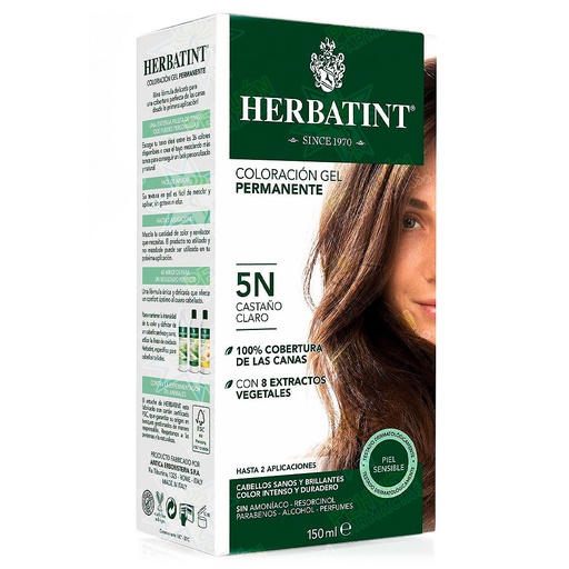 [8016744800150] Herbatint 5N Castaño Claro Tintura Permanente Gel 150 mL