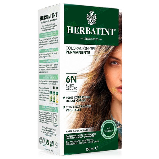 [8016744800167] Herbatint 6N Rubio Oscuro Tintura Permanente Gel 150 mL