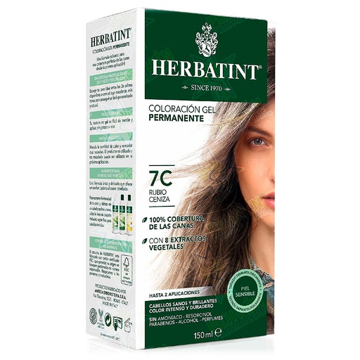 [8016744800365] Herbatint 7C Rubio Ceniza Tintura Permanente Gel 150 mL