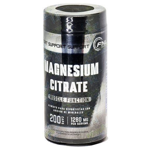 [8780202211139] Citrato de Magnesio 1280 mg 200 Cápsulas FNL