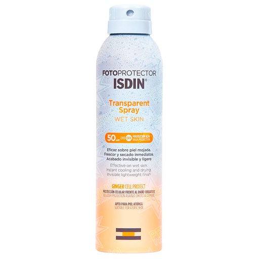 [8429420187917] Fotoprotector Transparent Spray Wet Skin FPS 50+ 250 mL Isdin