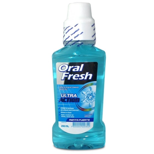 [7800004000302] Oral Fresh Enjuague Bucal Ultra Action Menta Fuerte 250 mL Maver