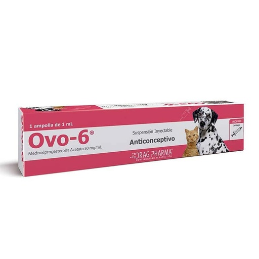 [7800006000287] Ovo-6 Gato/Perro 50 mg/mL Suspensión Inyectable 1 mL con Jeringa Drag Pharma