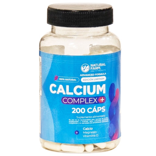 [8765955015258] Calcium Complex (Ca+Mg+D3) 200 Cápsulas Natural Farm
