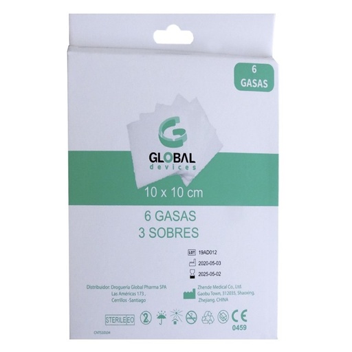 [7804664340426] Gasa Estéril 10x10 cm 6 Unidades Global Devices