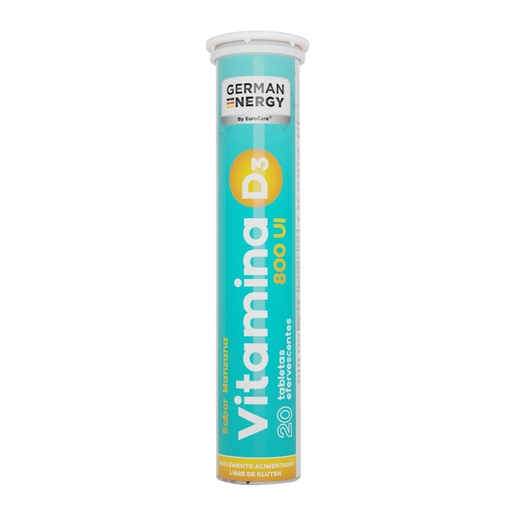 [7804671180268] Vitamina D3 (Colecalciferol) 800 UI 20 Comprimidos Efervescentes German Energy