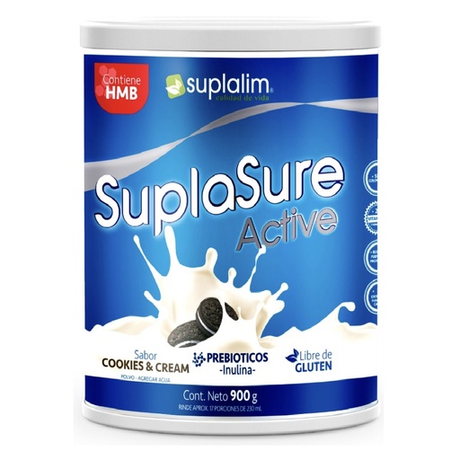[7804616661197] SuplaSure Active con HMB Cookies & Cream Alimento en Polvo 850 g Suplalim