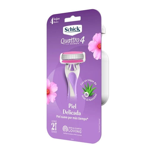 [4891228530143] Schick Quattro4 Máquinas Femeninas Piel Delicada 2 Unidades Edgewell P.C.