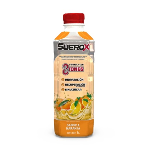 [7804651935543] Suerox 8 Iones Naranja Bebida Hidratación 1000 mL Genomma Lab