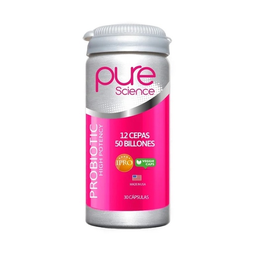 [7804637360857] Pure Science Probiotic High Potency 30 Cápsulas Vegan Newscience