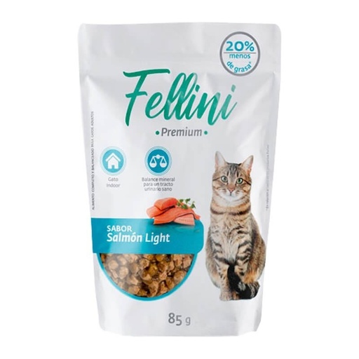 [7805505009397] Fellini Premium Alimento Húmedo Gatos Salmón Light 85 g