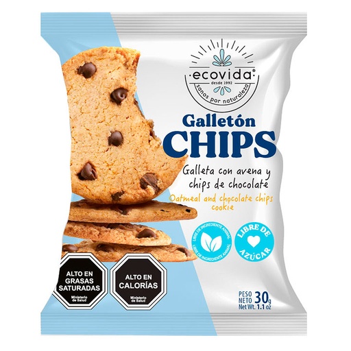 [7803520002669] Ecovida Galletón Chips Avena Sin Azúcar 40 g