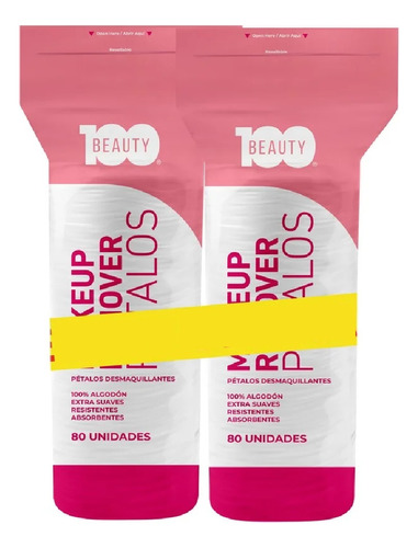 [7805633025566] Pétalos Desmaquillantes Pack 2 x 80 Unidades Beauty 100