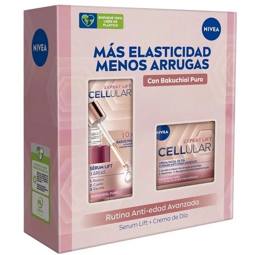 [4006000125992] Nivea Estuche Cellular Expert Filler Bakuchiol Serum Rellenador 30 mL + Crema Anti-Edad Día FPS 30 50 mL