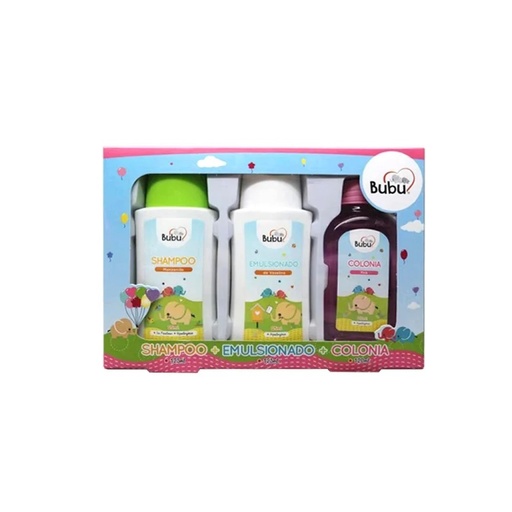 [7805633022039] Bubu Set Shampoo 125mL + Emulsionado 125mL + Colonia Pink 120mL