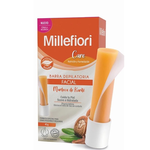 [7804923025224] Millefiori Care Barra Depilatoria Facial Manteca de Karité Piel Sensible 43 g