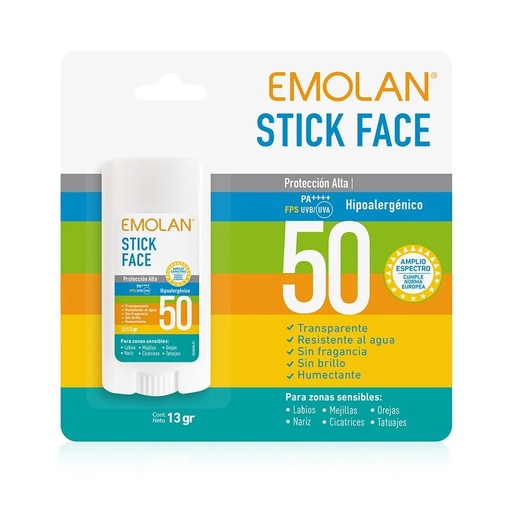 [7800004006090] Emolan Stick Face Fps 50+ Protector Solar en Barra 13 g