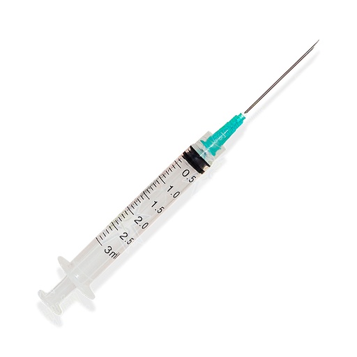 [4968420726381] Jeringa 3 mL Luer Lock Aguja 23 G 1" Hipodérmica Nipro