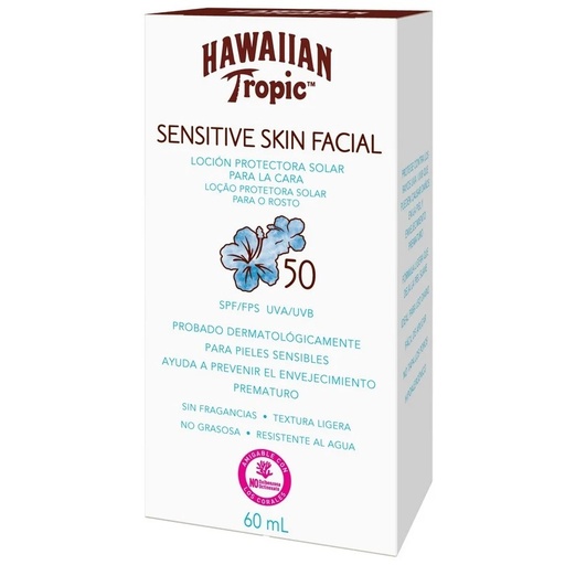 [075486088163] Hawaiian Tropic Sensitive Skin Facial FPS 50 60 mL Edgewell P.C.