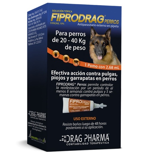 [7800006011214] Fiprodrag Perros 20 a 40 kg 1 Pipeta 2,68 mL Drag Pharma