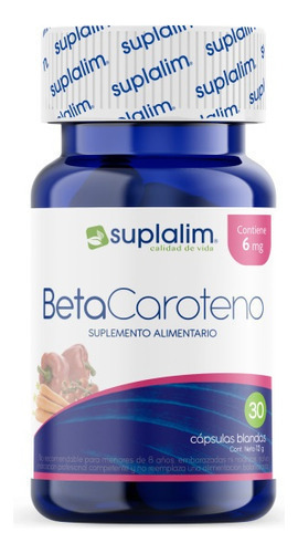 [780461660534] Betacaroteno 30 Cápsulas Blandas Suplalim
