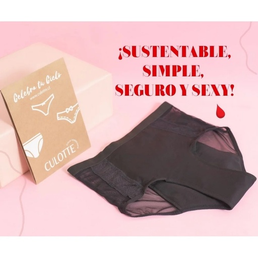 [7804677130113] Calzón Menstrual Reutilizable Violeta Negro Talla XL Culotte