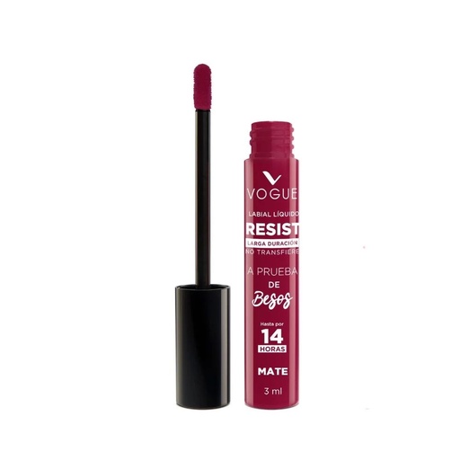 [7509552844368] Vogue Labial Líquido Resist a Prueba de Besos 14 Hrs Mate Valiente 3 mL