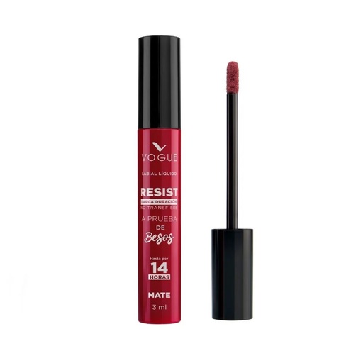 [7509552845778] Vogue Labial Líquido Resist a Prueba de Besos 14 Hrs Mate Apasionada 3 mL