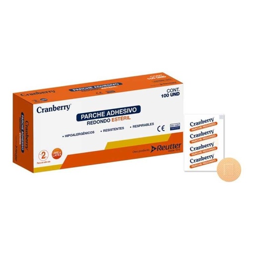 [7806130010963] Parche Curita Redondo Estéril 100 Unidades Cranberry