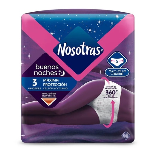[7702026184070] Nosotras Calzón Nocturno Talla S 3 Unidades