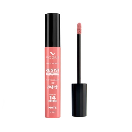 [7509552845846] Vogue Labial Líquido Resist a Prueba de Besos 14 Hrs Mate Romántica 3 mL