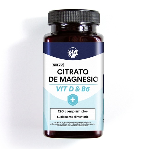 [9048198812112] Citrato de Magnesio + Vitamina D + B6 120 Comprimidos Natural Farm
