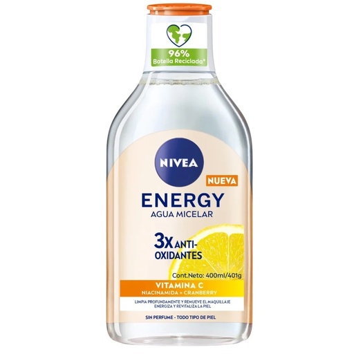 [4005900940933] Nivea Energy Agua Micelar 3 Antioxidantes Todo tipo de Piel 400 mL