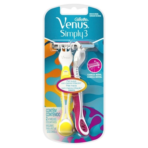 [7500435148290] Gillette Venus Suave Simply3 2 Máquinas de Afeitar 3 Hojas P&G