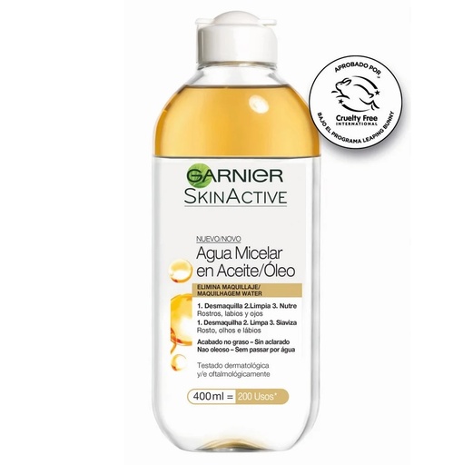 [3600541744523] Garnier Aceite Oil Agua Micelar Bifásica 400 mL L'oreal