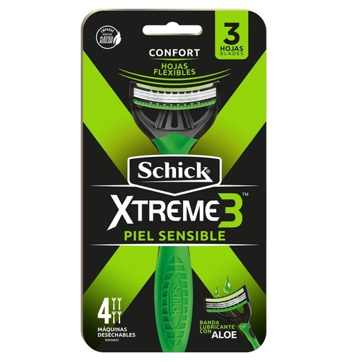 [7591066730466] Schick Xtreme3 Confort Piel Sensible 4 Máquinas de Afeitar Edgewell P.C.
