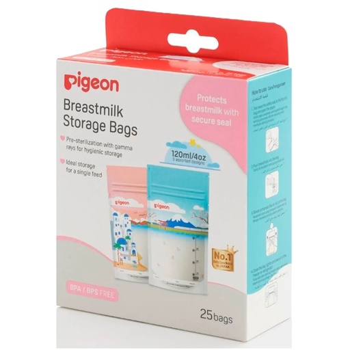 [4902508793209] Bolsas Leche Materna 120 mL 25 Unidades Pigeon