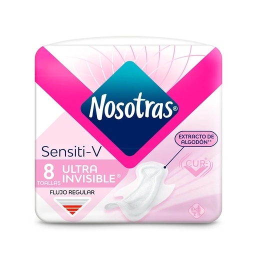 [7702026179670] Nosotras Sensiti-V Ultra Invisible con Alas 8 Toallas Femeninas