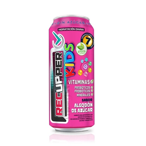 [0737186533946] Recupper Kids Bebida Hidratante Sin Azucar Sabor Algodón de Azúcar 473 mL