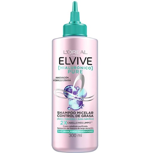 [7509552876642] Elvive Shampoo Hialurónico Pure Micelar Control Equilibrante Cabello Mixto 300 mL L'oreal