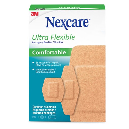 [051131222960] Nexcare Parche Ultra Flexible Comfortable Respirable Tallas Surtidas 24 Unidades