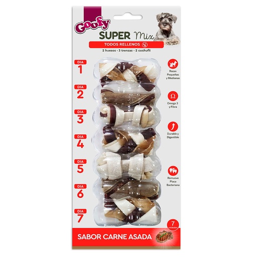 Goofy Super Mix Todos Rellenos Huesos-Trenzas-Cuchuflís Rellenos 7 unidades 90 g