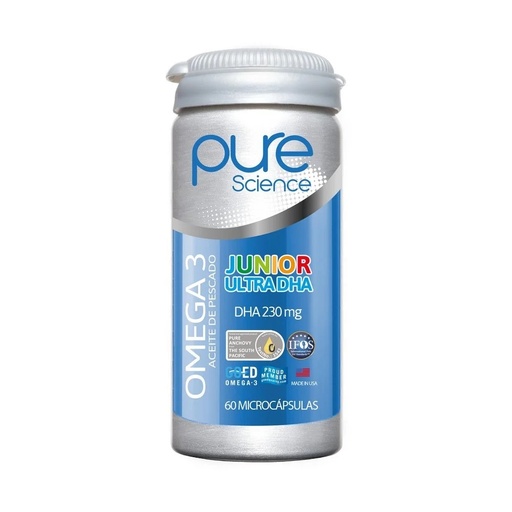 [7804637360895] Pure Science Junior Ultra DHA 230 mg 60 Microcápsulas Newscience