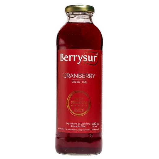 [736372827166] Jugo Premium Cranberry Sin Azúcar 480 mL Berrysur