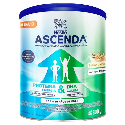 [8445290821430] Ascenda 800 g Fórmula Crecimiento Apetito Selectivo Niños 1 a 10 Años Nestlé